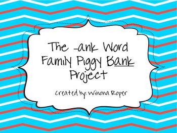 Preview of Word Work: The -ank Word Family Piggy Bank Project