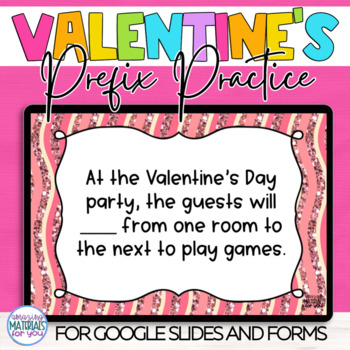 Preview of Word Work Valentine Activities Prefix Slide Show and Google Form Digital Quiz