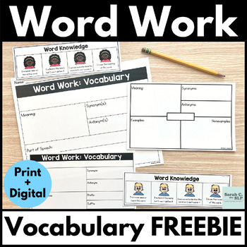 Preview of Word Work Vocabulary Print and Digital Activities for Speech & Language Therapy