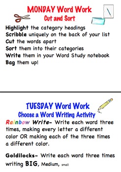 Preview of Word Work Week Poster Set - Words Their Way, Word Work, or Spelling Practice