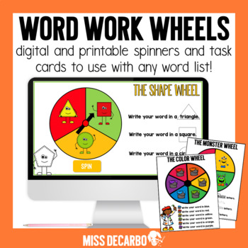 Preview of Word Work Wheels with Digital and Printable Spinners