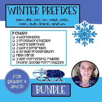 Preview of Word Work Winter Prefixes PRINT and DIGITAL BUNDLE