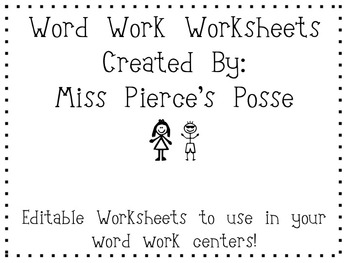 Preview of Word Work Worksheets