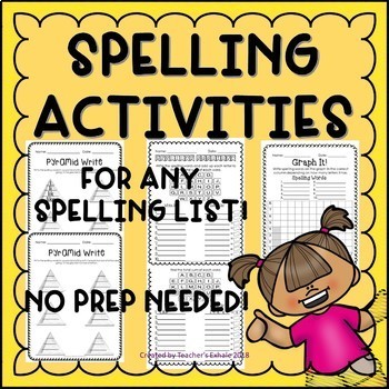 Preview of Spelling Activities - Any Spelling List!