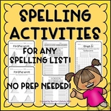 Spelling Activities - Any Spelling List!