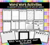 Word Work Worksheets & Activities
