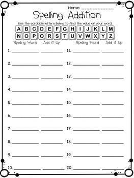 word work worksheets use with any spelling list print go tpt