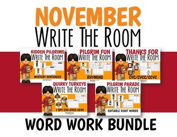 Preview of Word Work Write the Room Bundle-November-Differentiated