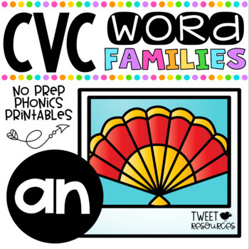 Preview of CVC Word Family 'AN' No Prep Phonics Printables
