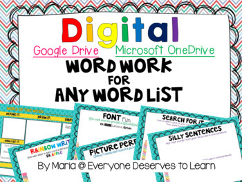 Preview of Word Work for Google Drive