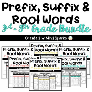 Preview of Word Work for Interactive Notebooks (Prefixes, Suffixes, Roots): 3rd-8th Bundle