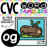 CVC Word Family 'OG' No Prep Phonics Printables