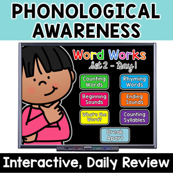 Preview of Kindergarten Phonological & Phonemic Awareness Interactive Daily Review: Set 2