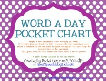 Preview of Word a Day or Week {Pocket Chart for Vocabulary}