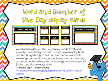 Preview of Word and Number of the Day display cards