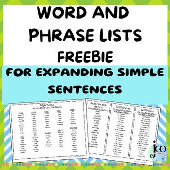 Preview of Word and Phrase Lists for Expanding Simple Sentences