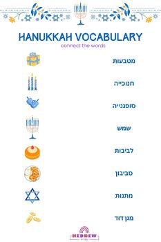 Preview of Word and Vocabulary Hebrew Hanukkah