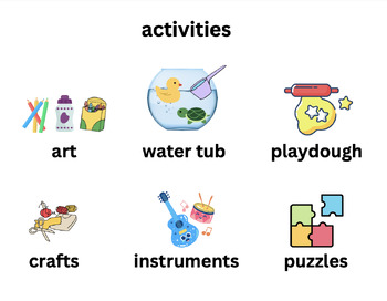 Preview of Word book- over 35 pages of colored graphics + words for early education or AAC