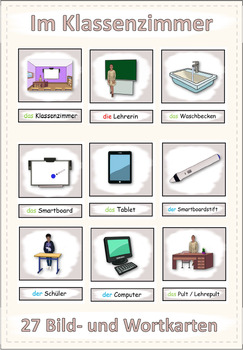 Preview of Word cards / picture cards / flash cards "Im Klassenzimmer" | Deutsch | German