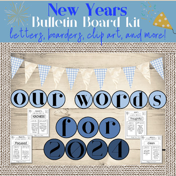 Preview of Word for the New Years Winter Low Prep Bulletin Kit Letters, Boarders, Banners