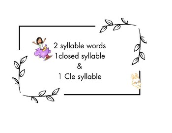 Preview of Word lists VC/CV words with 1 closed & 1 Cle syllable orton gillingham