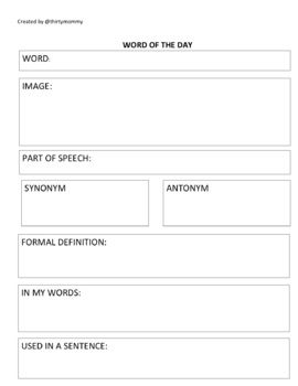 Preview of Word of The Day WORKSHEET