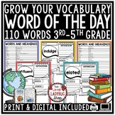 Word of The Day Week, Vocabulary Activities Word Work Work