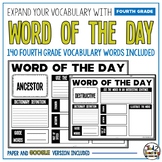 4th Grade Word of the Day Vocabulary and Word of the Day W
