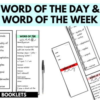 Preview of Word of the Day AND Word of the Week BOOKLETS