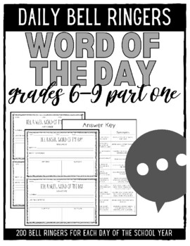 Preview of Word of the Day Bell Ringers - Junior High/Middle School - Part 1