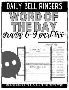 Preview of Word of the Day Bell Ringers - Junior High/Middle School - Part 2