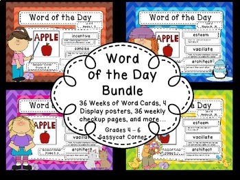 Preview of Word of the Day Bundle - 36 Weeks of Word of the Day lists and Word Cards