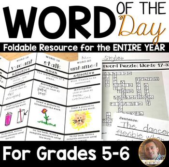 Preview of Vocabulary Word of the Day Activities with Graphic Organizer for Grades 5 and 6