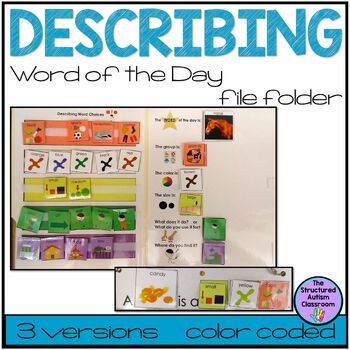 Preview of Describing Real Photos Word of the Day File Folder Autism, Speech Therapy, SPED