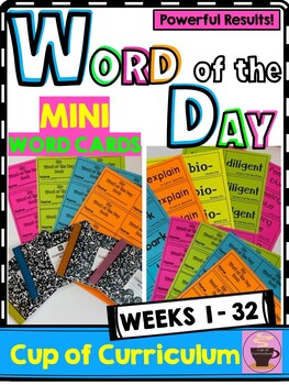 Preview of Academic Tier 2 Core Vocabulary Word of the Day Notebook Cards BUNDLE