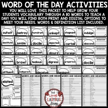 word of the day 3rd grade 4th 5th vocabulary