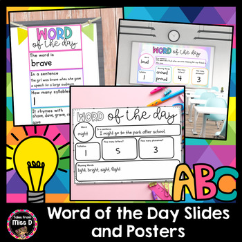 Preview of Word of the Day Slides, Posters and Worksheets