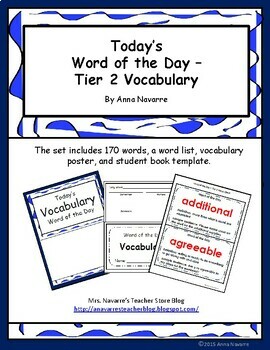 Preview of Word of the Day - Tier 2 Vocabulary