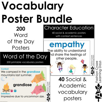 Preview of Word of the Day Vocabulary Bundle - Daily Vocabulary Words for 3-5: 240 Posters