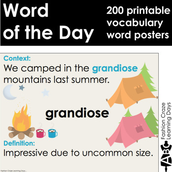 Preview of Word of the Day Vocabulary Printable Version - Daily Vocabulary Words for 3-5