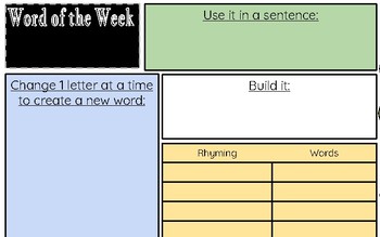 Preview of Word of the Day Word of the Week Printable or Online Manipulative