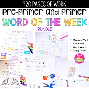 Preview of Word of the Week - Bundle - Dolch Pre-Primer and Primer {92 Words}