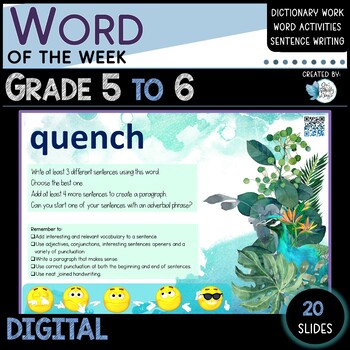 Preview of Word of the Week Grades 5 to 6 
