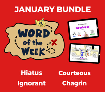 Preview of Word of the Week JAN Vocabulary Bundle: 4 Words (videos, quizzes, activities)