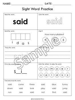 Word of the Week, Sight Words Worksheets Printable, Word of the Day, T ...