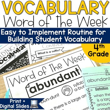 Preview of 4th Grade Vocabulary Building Activity Tier 2 Word of the Week Graphic Organizer