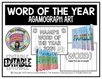 Preview of Word of the Year Agamograph Art & Writing Activity (with instructions)