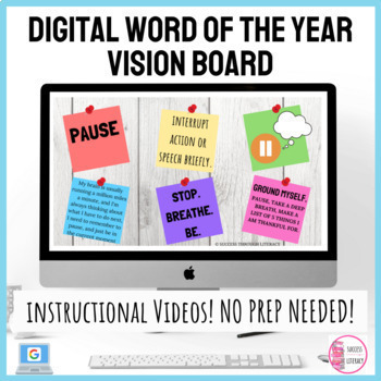 Preview of Word of the Year Digital Vision Board New Year for Middle or High School