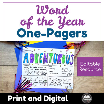 Preview of Word of the Year One Pagers - New Year 2024 - Resolution Goal Writing Activity