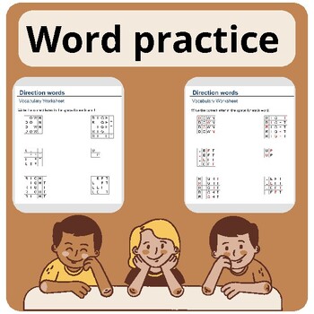 Preview of Word practice exercises for kindergarten:Direction words